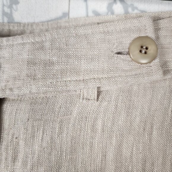 Harve Benard Beige 100% Linen Acetate Lined Wide Leg Trousers - Picture 2 of 7